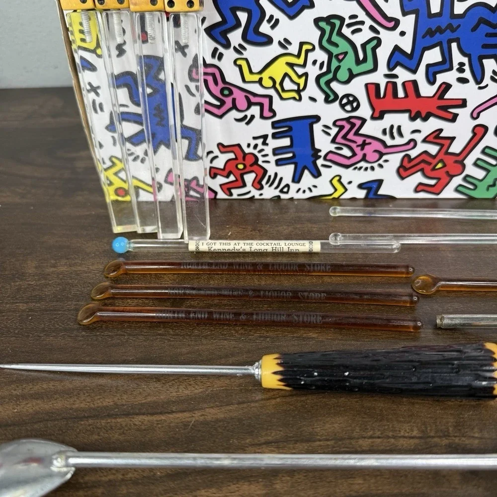 Vintage Bar Tools Set Mid Century Pourer Strainer Stirrer Shaker Bartender